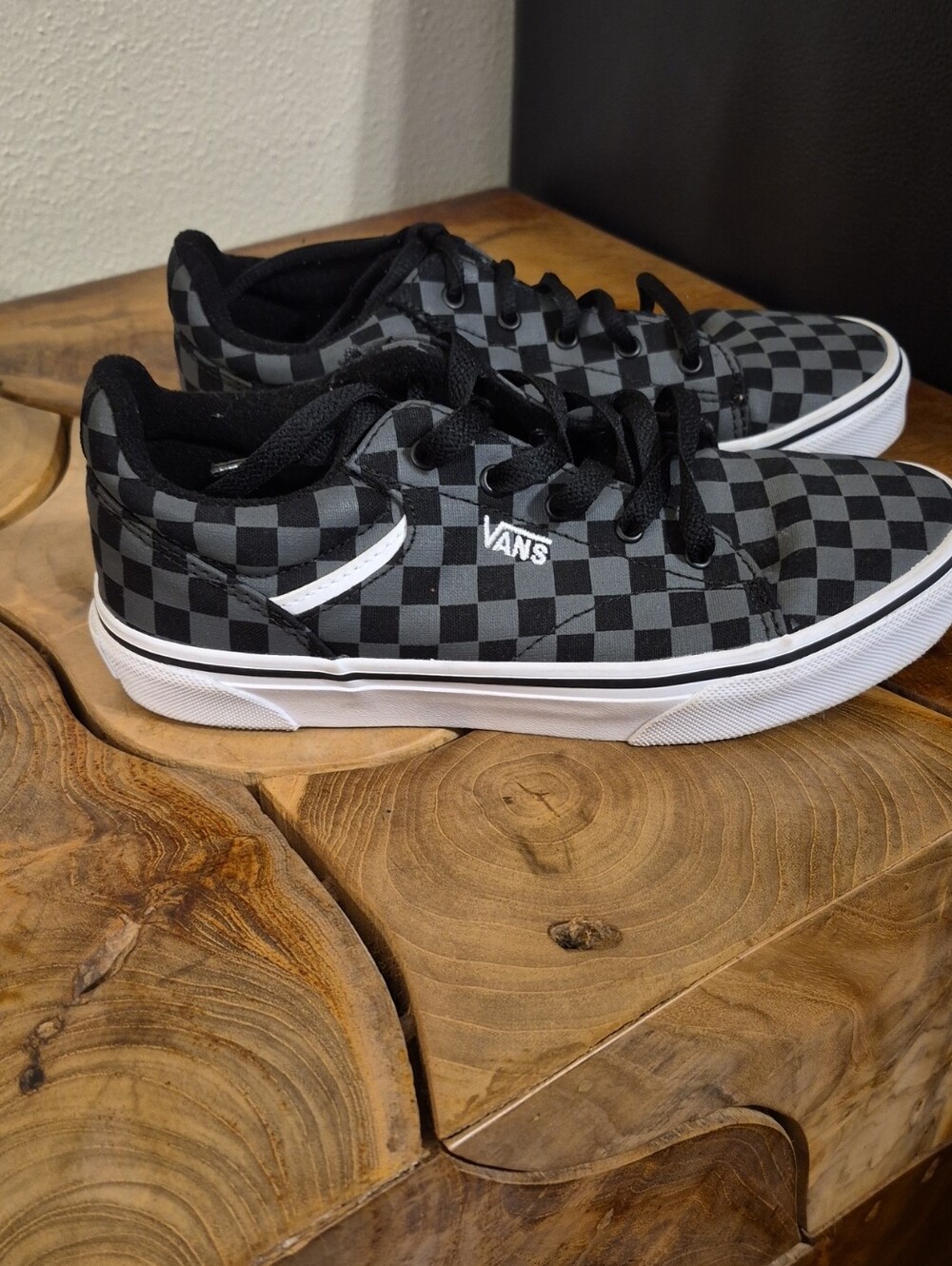 Boy's Vans Black & Gray Checkerboard Low-Top Sneakers